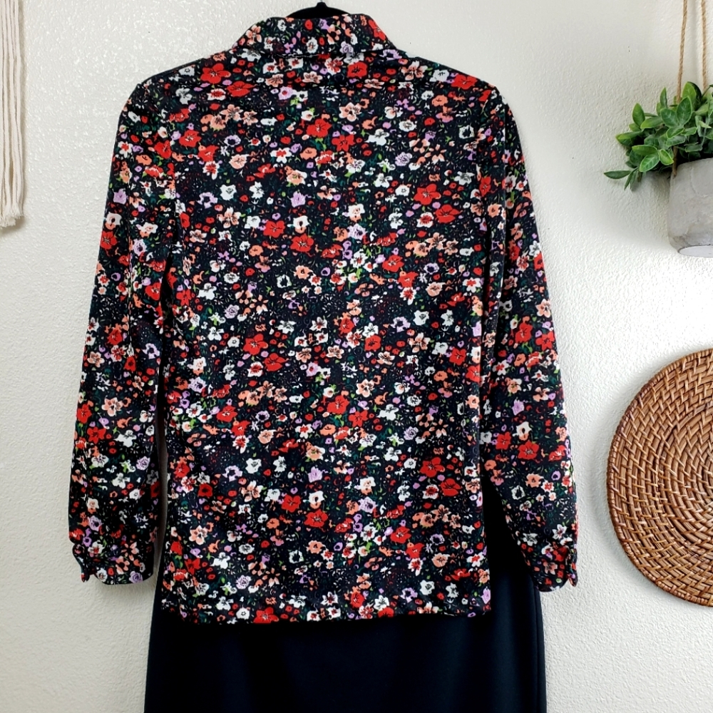 Vintage 70's Button Up Top Blouse (See measurements) NPC Fashions Floral